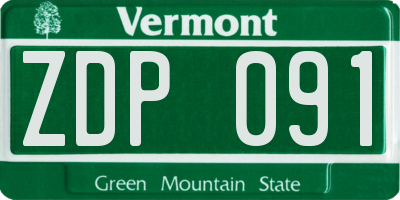 VT license plate ZDP091