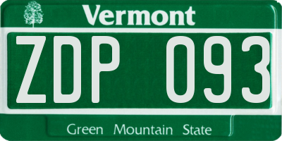 VT license plate ZDP093