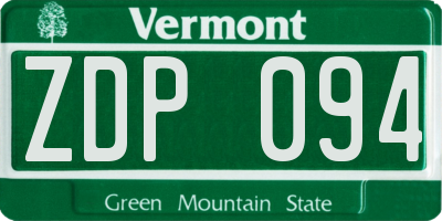 VT license plate ZDP094