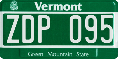VT license plate ZDP095