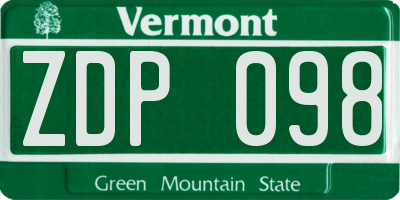 VT license plate ZDP098