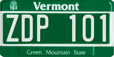 VT license plate ZDP101