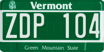 VT license plate ZDP104