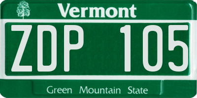 VT license plate ZDP105