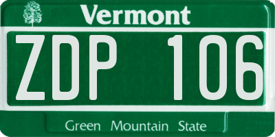 VT license plate ZDP106
