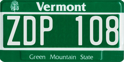 VT license plate ZDP108