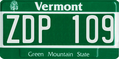 VT license plate ZDP109