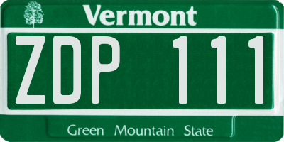 VT license plate ZDP111