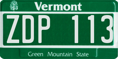 VT license plate ZDP113