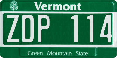 VT license plate ZDP114