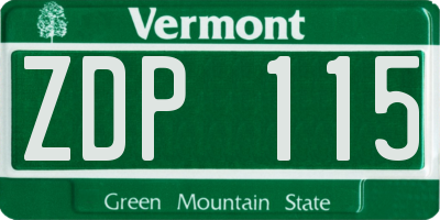 VT license plate ZDP115