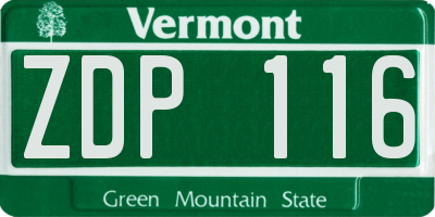 VT license plate ZDP116
