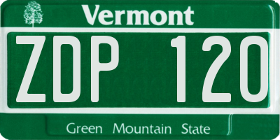 VT license plate ZDP120