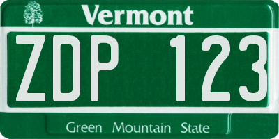 VT license plate ZDP123