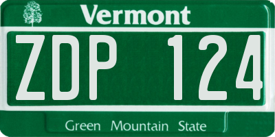 VT license plate ZDP124
