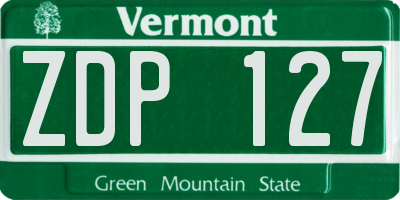 VT license plate ZDP127