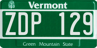 VT license plate ZDP129