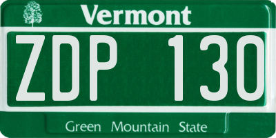 VT license plate ZDP130