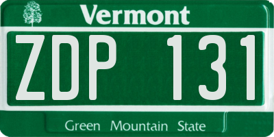 VT license plate ZDP131
