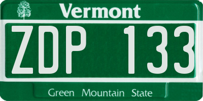 VT license plate ZDP133