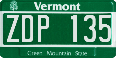 VT license plate ZDP135