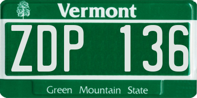 VT license plate ZDP136