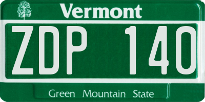 VT license plate ZDP140