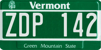 VT license plate ZDP142
