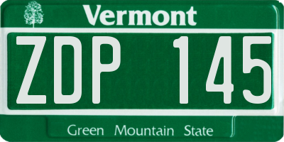 VT license plate ZDP145