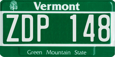 VT license plate ZDP148