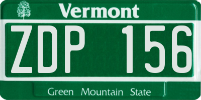 VT license plate ZDP156