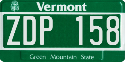 VT license plate ZDP158