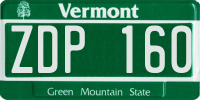 VT license plate ZDP160