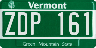 VT license plate ZDP161