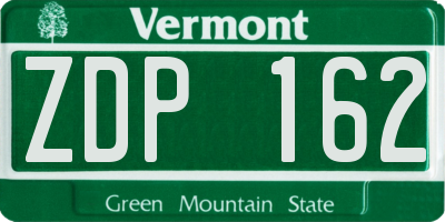VT license plate ZDP162