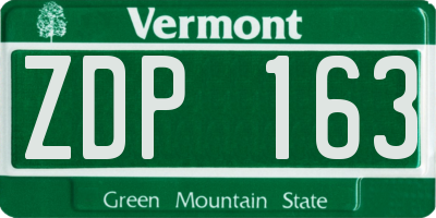 VT license plate ZDP163