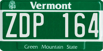 VT license plate ZDP164