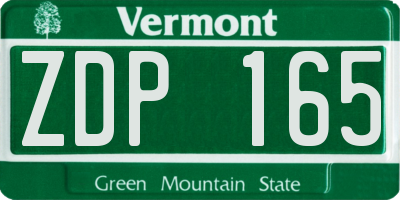 VT license plate ZDP165