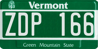 VT license plate ZDP166