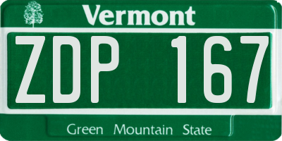 VT license plate ZDP167