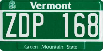 VT license plate ZDP168