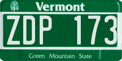 VT license plate ZDP173