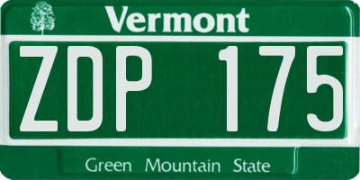 VT license plate ZDP175