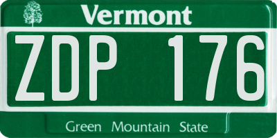 VT license plate ZDP176
