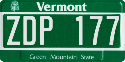 VT license plate ZDP177