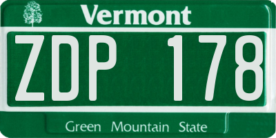 VT license plate ZDP178