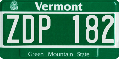 VT license plate ZDP182