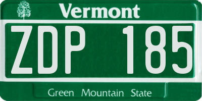 VT license plate ZDP185