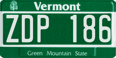 VT license plate ZDP186
