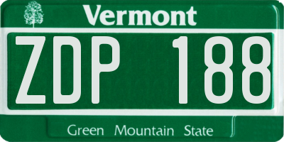 VT license plate ZDP188